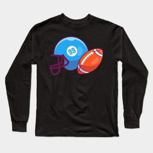 Helmet and rugby ball  cartoon Long Sleeve T-Shirt